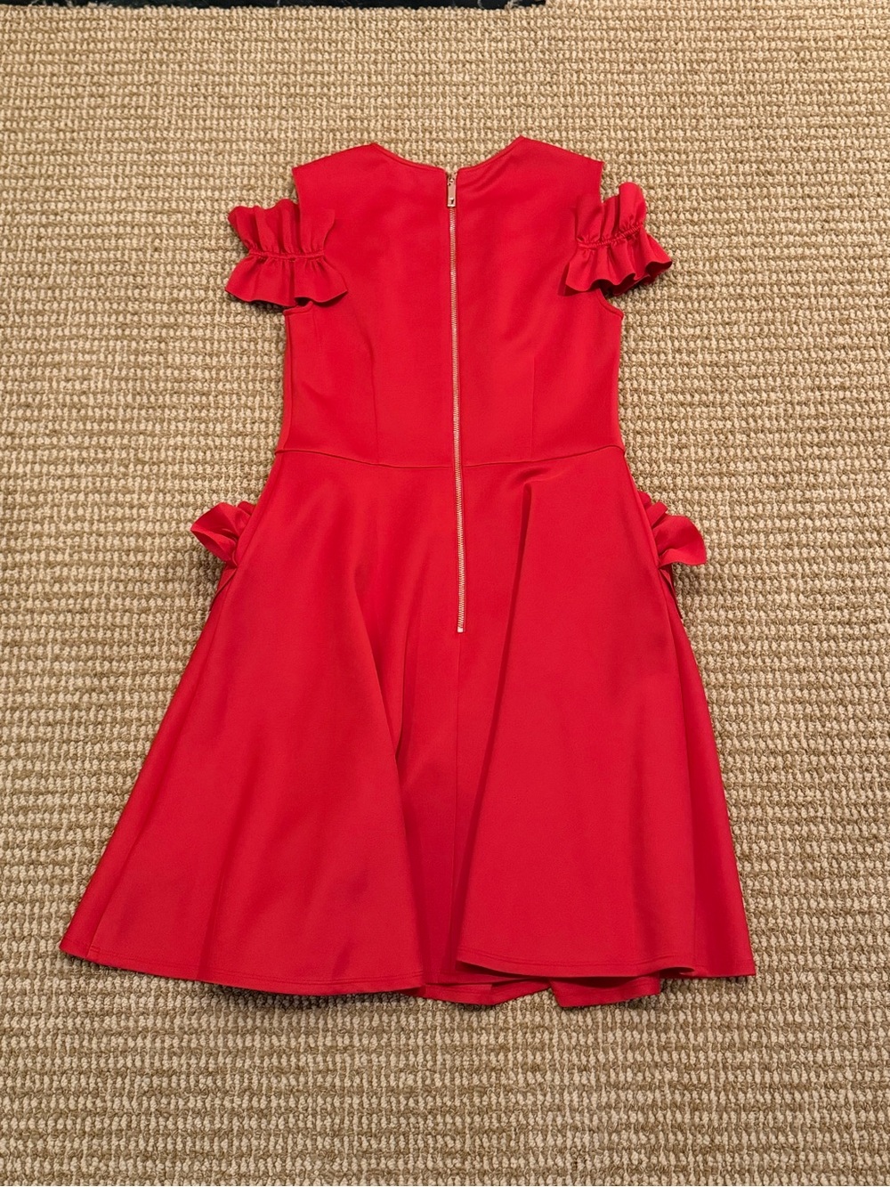 Ted Baker London Red Deneese Ruffle Cold Shoulder Dress 2 - Picture 9 of 9
